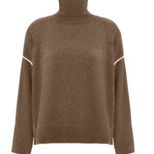 maglione collo alto marrone